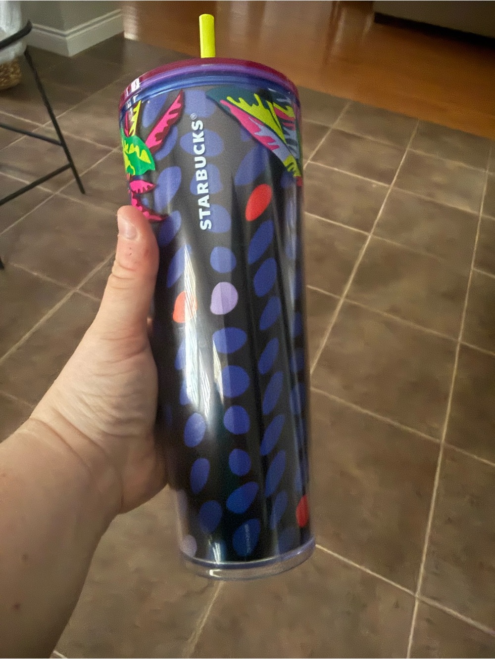 Starbucks Neon Patterned Stainless Tumbler with Straw